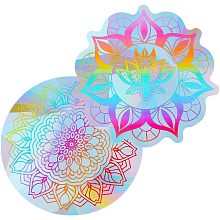 GORGECRAFT 2 Styles Mandala Window Decals Flower of Life Window Decal Sun Catcher Window Sticker Films Transparent Glass Rainbow Static Anti-Collision to Save Birds from Window Collisions