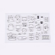 Honeyhandy Silicone Stamps, for DIY Scrapbooking, Photo Album Decorative, Cards Making, Cat and Dog, Clear, 6~38x7~33mm