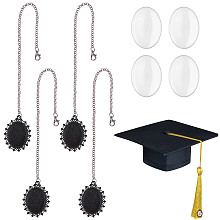 SUNNYCLUE 1 Box 4 Sets Graduation Cap Tassel Charm 2023 Memorial Photo Charms Bezel Trays Brim Photo Bouquet Chain Sublimation Tassels Charms for Grad Caps Ceremony Picture Hat Gown Decor DIY Craft