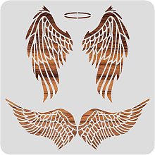 BENECREAT Angel Wings Drawing Stencils, 12x12inch 2 Pairs of Dreamy Wings Pattern Painting Templates for Scrapbooking, Fabric, Floor Furniture, Wall Art