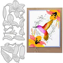 BENECREAT 2pcs Bird Flower Metal Die Cuts, Hummingbird Lily Leaves Cutting Dies Cut Stencils Embossing Stencils Template for Paper Card Making Decoration DIY Scrapbooking Album Craft Decor