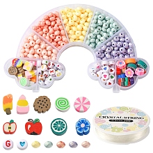 Honeyhandy DIY Fruit Bracelet Making Kit, Including Acrylic Rondelle & Letter Beads, Polymer Clay Cabochons & Disc Beads, Elastic Thread, Mixed Color, 499Pcs/set