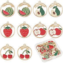 SUNNYCLUE 1 Box 30Pcs Fruit Enamel Pendants Fruits Charms Strawberry Cherry Watermelon Avocado Charm Pendant for Jewelry Making Charms DIY Earrings Bracelet Necklace Women Beginners Adults