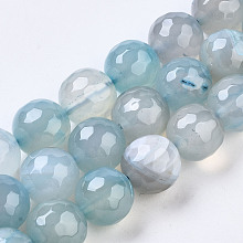 Honeyhandy Natural Agate Beads Strands, Dyed, Round, Faceted, 14mm, Hole: 1.2mm, about 28pcs/strand, 14.96 inch(38cm)