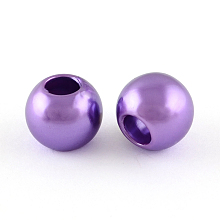 Honeyhandy ABS Plastic Imitation Pearl European Beads, Large Hole Rondelle Beads, Dark Violet, 11.5~12x10mm, Hole: 4~5mm, about 780pcs/500g