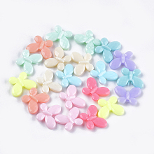 Honeyhandy Opaque Acrylic Beads, Faceted, Butterfly, Mixed Color, 13x17x4mm, Hole: 1.8mm, about 1315pcs/500g