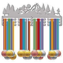 CREATCABIN Cross-Country Running Medal Hanger Display Sports Medal Holder Marathon Over 60+ Medals Award Iron Rack Frame Wall Mounted Hanging for Medalist Runner Athlete Gift 15.7 x 5.9 Inch(Silver)