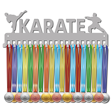 CREATCABIN Karate Metal Medals Holder Sports Medals Display Hanger Rack Taekwondo Athlete Winner Awards Wall Mount Decor Frame Case with 20Pcs Hooks Gifts for Gymnastics Runner Running