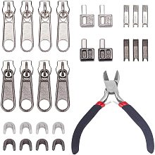 Pandahall Elite 141pcs 3# Zipper Repair Kit Open-end Zipper Replacement Include Zipper Top Stopper Zipper Puller Retainer Insertion Pin Zipper Install Pliers for Fixing Coats, Jackets