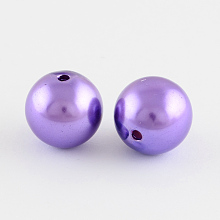 Honeyhandy ABS Plastic Imitation Pearl Round Beads, Blue Violet, 20mm, Hole: 2.5mm, about 120pcs/500g