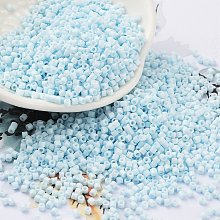 Baking Paint Glass Seed Beads, Cylinder, Light Cyan, 2x1.5mm, Hole: 1mm, about 50398pcs/pound