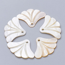 Freshwater Shell Pendants, Sector, Seashell Color, 23.5x37.5x2.5mm, Hole: 2mm