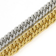 Honeyhandy Fashionable 304 Stainless Steel Cuban Link Chain Bracelets, with Lobster Claw Clasps, Faceted, Mixed Color, 8-5/8 inch(220mm), 10mm