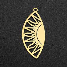 Honeyhandy 201 Stainless Steel Pendants, Laser Cut, Eye with Sun, Golden, 35x15x1mm, Hole: 1.5mm