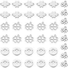 SUNNYCLUE 1 Box 40Pcs 4 Styles Clover Charms Four Leaf Clover Lucky Links Pendant Four Leaf Connector Charm St Patrick's Day Jewellery Accessories for DIY Earring Necklace Jewellery Making