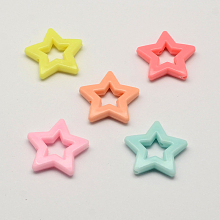 Honeyhandy Opaque Acrylic Bead Frames, Star, Mixed Color, 25x27x5mm, Hole: 2.5mm