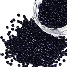 Honeyhandy 11/0 Grade A Baking Paint Glass Seed Beads, Round, Dark Blue, 2.3x1.5mm, Hole: 1mm, about 5300pcs/50g