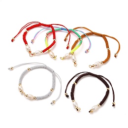 Honeyhandy Braided Nylon Cord Bracelet Making, with 304 Stainless Steel Open Jump Rings, Round Brass Beads and Pearl Beads, Mixed Color, Single Chain Length: about 6-3/4 inch(17cm)