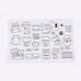 Honeyhandy Silicone Stamps, for DIY Scrapbooking, Photo Album Decorative, Cards Making, Cat and Dog, Clear, 6~38x7~33mm