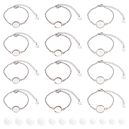 Unicraftale DIY Link Bracelets Making Kits, Including 24Pcs 304 Stainless Steel Bracelet Making and Glass Cabochons, Stainless Steel Color, 24pcs/set