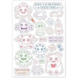 GLOBLELAND Cute Monster Pattern Silicone Clear Stamps for Card Making DIY Scrapbooking Photo Album Decorative Paper Craft,6.3x4.3 Inches