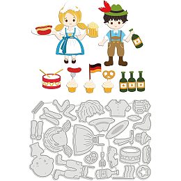 GLOBLELAND Beer Party Die Cuts Cute Girl and Cake Embossing Template Mould Beer and Hot Dog Carbon Steel Die Set for Scrapbooking Card DIY Craft