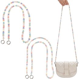 WADORN 2 Styles Rainbow Color Bead Bag Chain, 47.2 Inch Acrylic Purse Chain Replacement Heart Pattern Shoulder Bag Chain Star Pattern Colorful Messenger Bag Strap for DIY Purse Bag Making Accessories