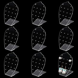 FINGERINSPIRE 10 Pcs L-Shape Acrylic Earrings Stand 3 inch High 15 Holes Clear Acrylic Slant Back Necklace Display Holder Jewelry Organizer for Earring Necklace Jewelry Storage Rack for Retail
