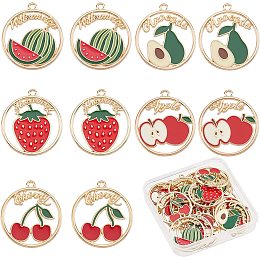 SUNNYCLUE 1 Box 30Pcs Fruit Enamel Pendants Fruits Charms Strawberry Cherry Watermelon Avocado Charm Pendant for Jewelry Making Charms DIY Earrings Bracelet Necklace Women Beginners Adults