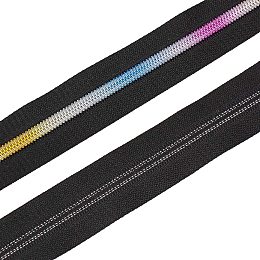 BENECREAT #5 Colorful Teeth 10 Yards Metallic Nylon Coil Zippers with 30pcs Zipper Sliders for DIY Sewing Tailor Craft Bags, 1.2 Inch Wide