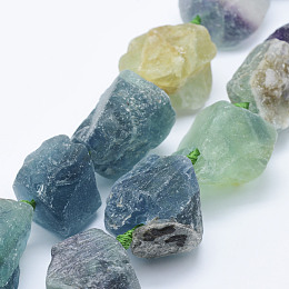 Honeyhandy Natural Fluorite Beads Strands, Nuggets, 18~37x12~30mm, Hole: 2mm, about 16~17pcs/strand, 16.5 inch~17.3 inch(42~44cm)