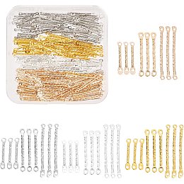 PandaHall Elite 520pcs Earring Links Connectors, 12 Style Iron Bar Jewelry Connector 2-Hole Earring Strip Stick Metal Findings Small Rod for DIY Earring Jewelry Making Supplies, 15/20/25mm