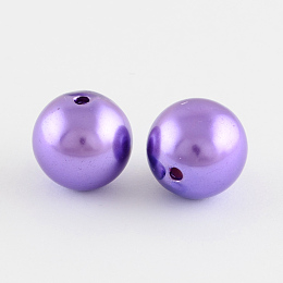 Honeyhandy ABS Plastic Imitation Pearl Round Beads, Blue Violet, 20mm, Hole: 2.5mm, about 120pcs/500g