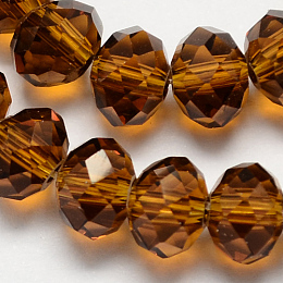 Handmade Glass Beads, Faceted Rondelle, Dark Goldenrod, 12x8mm, Hole: 1mm, about 72pcs/strand