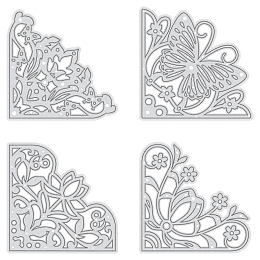 GLOBLELAND Carbon Steel Cutting Dies Stencils, for DIY Scrapbooking/Photo Album, Decorative Embossing DIY Paper Card, Mixed Shapes, Matte Platinum Color, 75~77x75~77mm, 4pcs/set