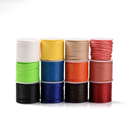 PandaHall Elite 12 Colors 11 Yards/Roll 2mm Waxed Polyester Cord Thread Beading String for Bracelet Necklace Jewelry DIY Craft Making Macrame Supplies, Totally 12 Rolls