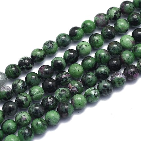 ARRICRAFT Natural Ruby in Zoisite Beads Strands, Round, Alice Blue, 8~8.5mm, Hole: 0.8mm, about 46pcs/Strand, 15.08 inches(38.3cm)