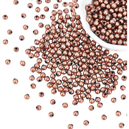 PANDAHALL ELITE Iron Spacer Beads, Round, Red Copper, 5mm, Hole: 2mm, 500pcs/box