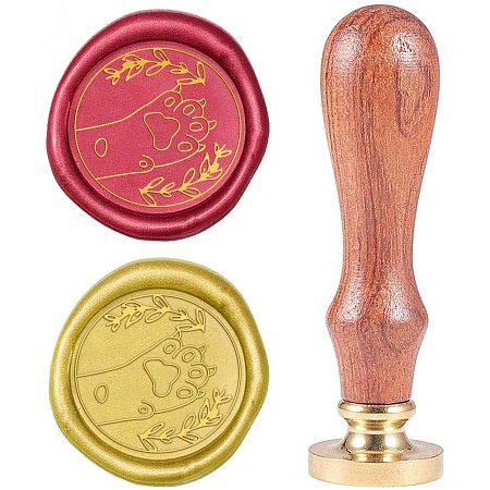 CRASPIRE Wax Seal Stamp 25mm Footprint Pattern Sealing Stamp Vintage Brass Head with Removable Wooden Handle for Wedding Letters Invitations Envelopes Gift Packing