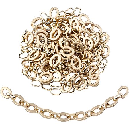 SUPERFINDINGS 200Pcs 2 Style Opaque Linking Rings Acrylic and CCB Plastic Gold Quick Link Connectors Oval Link Curb Chain Connectors for Earring Necklace Jewelry Eyeglass Chain DIY Craft Making