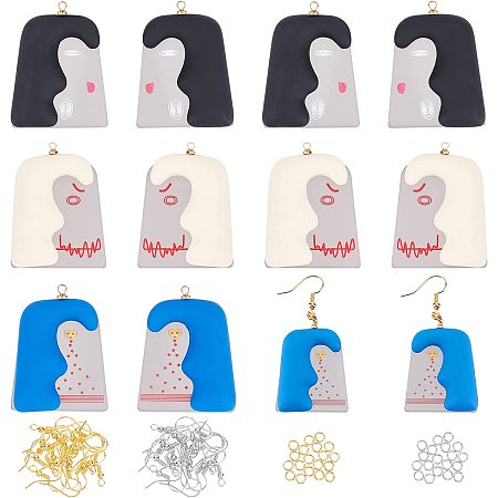 OLYCRAFT 92pcs 3D Printed Abstract Face Charm Earrings Acrylic Earring Pendants Earring Pendants Statement Jewelry Findings Accessories with Earring Hooks Jump Rings for Jewelry Making - 6 Styles
