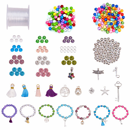 SUNNYCLUE 1 Set 450+ pcs Beaded Charm Bracelet Making Kit DIY Jewelry Arts  and Crafts Kits for Kids Girls Adults Children Friendship Bracelets- Make 8 Charm  Bracelet 