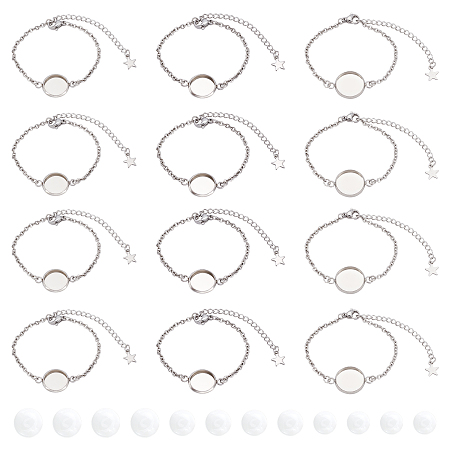 Unicraftale DIY Link Bracelets Making Kits, Including 24Pcs 304 Stainless Steel Bracelet Making and Glass Cabochons, Stainless Steel Color, 24pcs/set