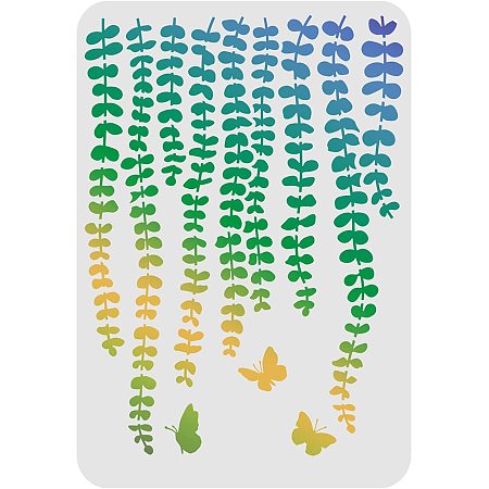 FINGERINSPIRE Ivy Stencils 11.7x8.3 inch Hanging Leaf Stencil Reusable Vine Stencil Butterfly Stencils Plant Stencils Template for Painting on Wood, Floor, Wall, Fabric