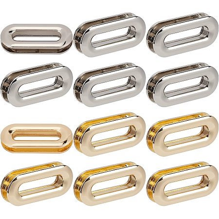 CHGCRAFT 12pcs 2Colors Bag Decorative Buckles Oval Silver Leather Purse Rings Ornaments Gold Purse Hardware for Bag DIY Craft Making Inner Size: 25x6mm