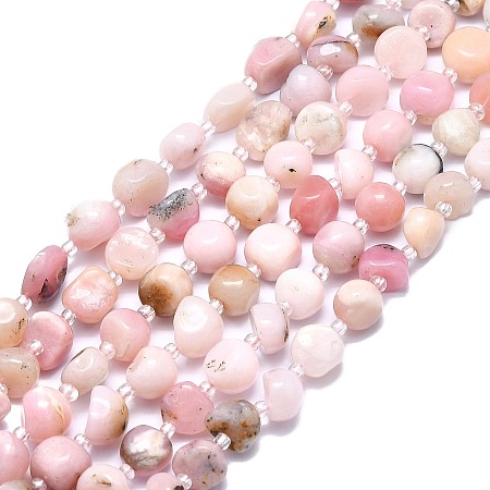 Natural Pink Opal Beads Strands, Nuggest, 6.5~12x7~9x4~7mm, Hole: 1mm, about 34pcs/strand, 15.55 inch(39.5cm)