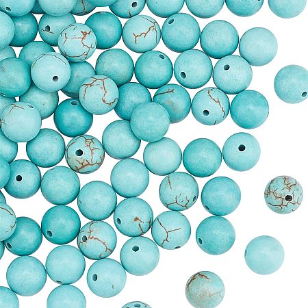 OLYCRAFT 153pcs Synthetic Howlite Beads 8mm Dyed Turquoise Howlite Beads Gemstone Energy Stone Round Loose Beads for Bracelet Necklace Jewelry Making
