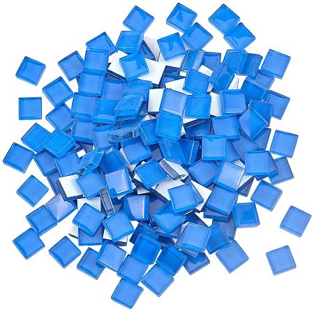PandaHall Elite 200 pcs Square Mosaic Tiles Glitter Glass Mosaic Cabochons for Home Decoration Crafts Jewelry Making, Blue