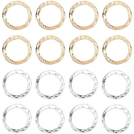 Pandahall Elite 100pcs 2 Colors 16mm Hoop Earring Circle Charms, Round Linking Rings Earring Beading Frames Connectors for Jewelry Making DIY Earring Necklace Crafts Supplies
