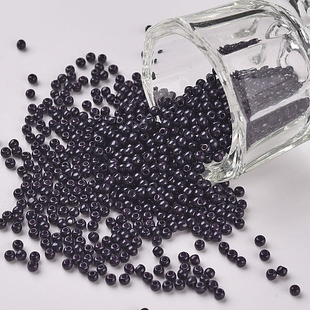 FGB 11/0 Round Glass Seed Beads, Baking Paint, Black, 2.3x1.5mm, Hole: 1mm, about 48500pcs/pound